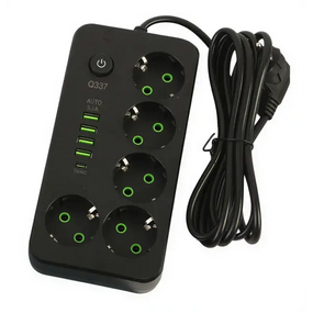 Мережевий фільтр-подовжувач 5 розеток 4xUSB-A 1xUSB-C 5м чорний HP-5-52