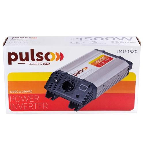 Перетворювач напруги PULSO/IMU-1520/12V-220V/1500W/USB-5VDC2.0A/мод.хвиля/клеми | Зображення 1