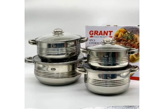 Набор посуды Unique UN-7020 8 предметов / Кастрюли из нержавеющей стали / Термостойкие стеклянные крышки | Зображення 2