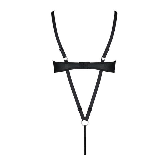 Боди из экокожи Passion Celine Body 4XL/5XL black, с доступом, открытый | Зображення 3