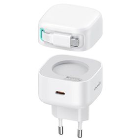 МЗП Usams US-CC202 GaN With Type-C Magnetic Retractable Cable Module XMF Ser. 35W (2USB-C) White