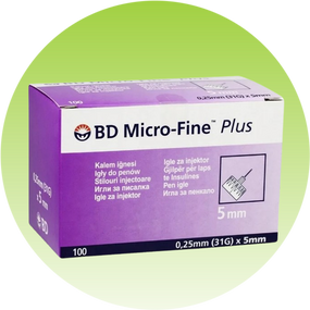 Голки БД мікро файн плюс, BD micro-fine plus, розмір 0,25 x 5 мм, 100 шт