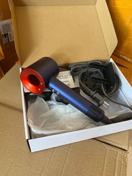 Фен Super Hair Dryer синій з червоним іонізацією і турборежимом 5 насадок (Y-015)