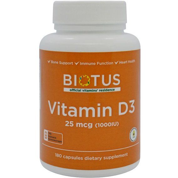 Витамин D Biotus Vitamin D3, 1000 ME 180 Caps BIO-530067