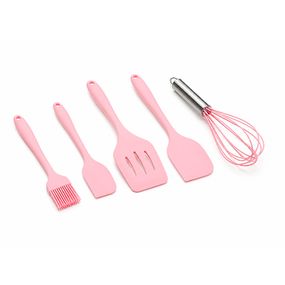 Кухонный набор 5 предметов,венчик,3 лопатки,кисть,Pink