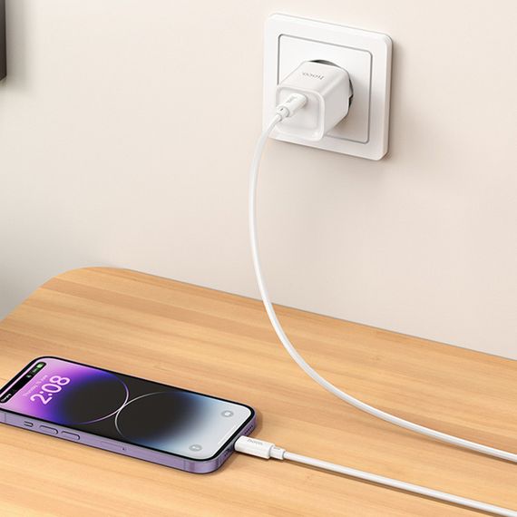 МЗП Hoco C146A Charm PD20W (1USB-C) + кабель Type-C to Type-C White | Зображення 7