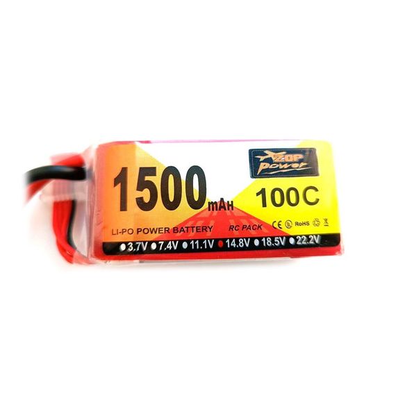 Акумулятор Li-Po 4s 14.8v 1500 mAh 100C - XT60 для FPV дронів квадрокоптерів | Зображення 1