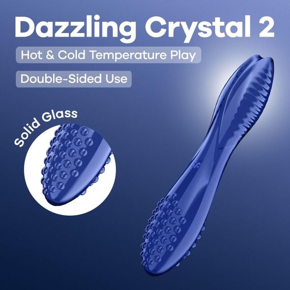 Двосторонній скляний дилдо Satisfyer Dazzling Crystal 2 Blue Sex Aura | Зображення 5