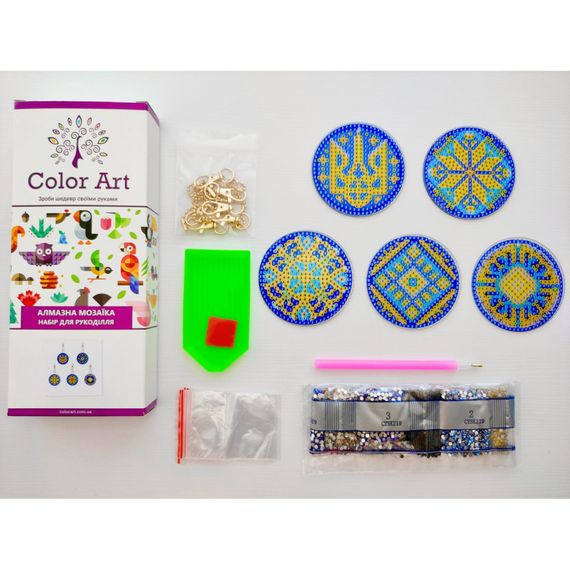 Набір брелків алмазна викладка Українські орнаменти BR39, 5 штук | Зображення 1