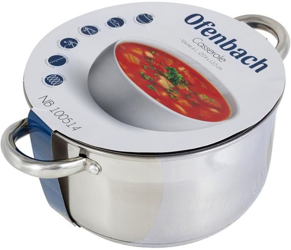 Каструля Ofenbach Casserole з нержавіючої сталі 6л зі скляною кришкою | Зображення 6