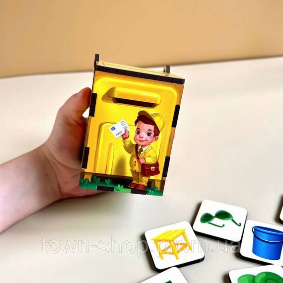Деревянная настольная игра "Веселый почтальон" Ubumblebees (ПСД081) PSD081 сортер-комодик | Зображення 6