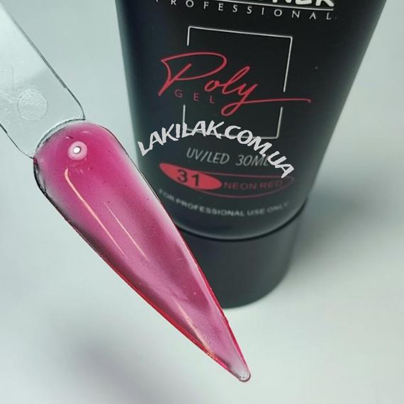 Полігель Designer №31 Neon Red (в тюбике) 30мл | Зображення 1