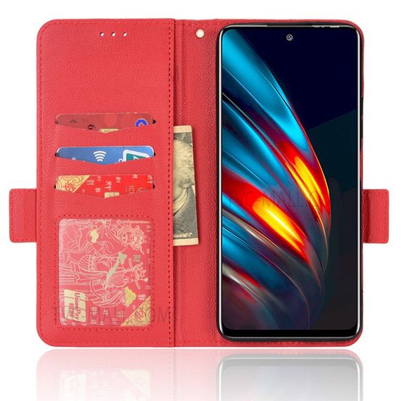 Чохол книжка з кишенями для карт на Tecno Pova 2 колір Червоний | Зображення 1