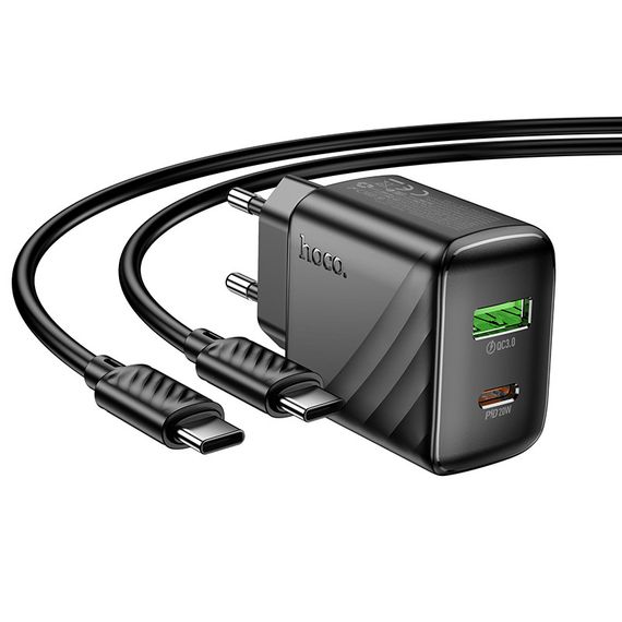 Набір СЗУ HOCO CS25A+кабель Type-C/Type-C, 1xUSB+1xUSB-C, PD20W+QC3.0, кабель 1м | Зображення 3