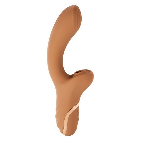 Вібратор для точки G з вакуумним стимулятором клітора Sweet Em Velvet Lure бежевий Sex Aura | Зображення 2