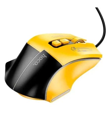 Игровая компьютерная мышь Hoco GM31 (USB / кабель 1.5м) / 7 кнопок и RGB подсветка / (черный с желтым) | Зображення 2