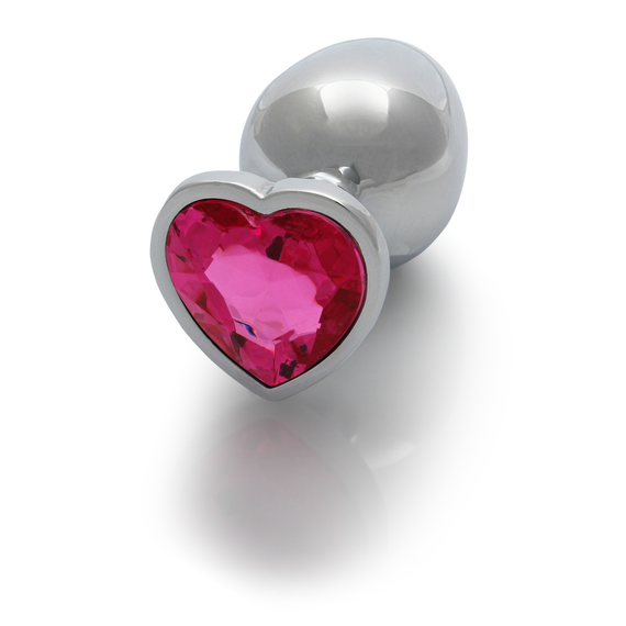 Анальна пробка - Ouch! Metal Butt Plug Large Silver/Rubellite Pink Sex Aura | Зображення 2