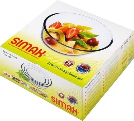 Набор салатников Simax 328, 3 шт, боросиликатное стекло, термостойкие миски для кухни | Зображення 7
