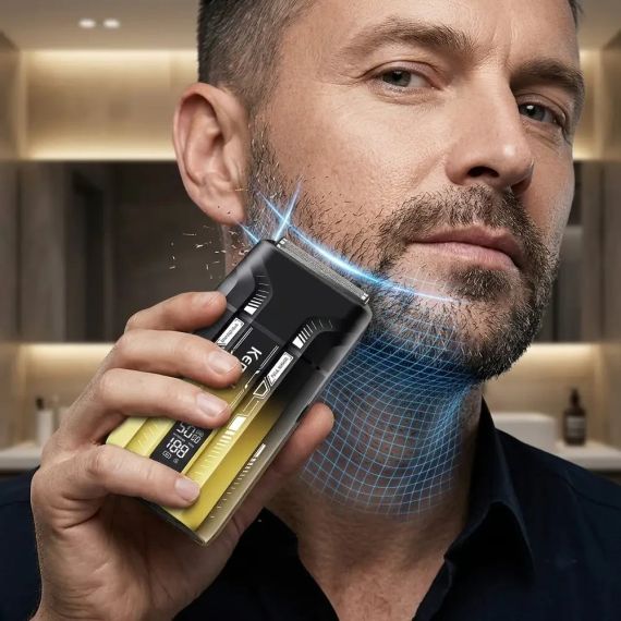 Бездротова бритва для чоловіків з UV-дезінфекцією, USB-C, Kemei KM-T418, Градієнт / Шейвер / Акумуляторна чоловіча електробритва | Зображення 1