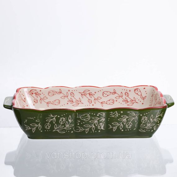 Форма для запекания Vintage 28×17×5 (см) прямоугольная форма для выпекания в духовке с ручками Зеленая HM05-10 | Зображення 2