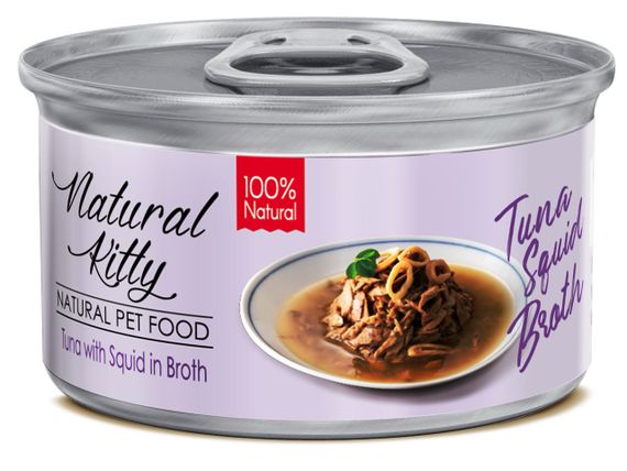 Вологий корм для котів з тунцем та кальмарами Natural Kitty Broth Series Tuna With Squid In Broth, 80 гр