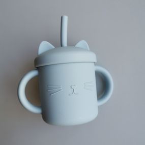 Поїльник котик дитячий із трубочкою силіконовий