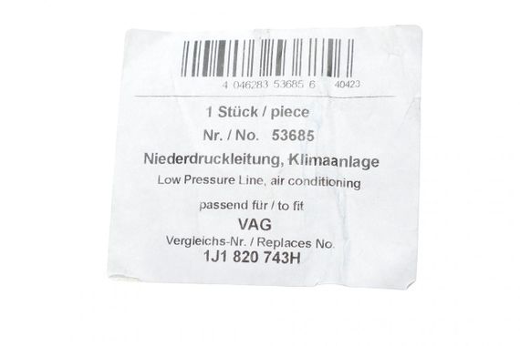 Трубка кондиционера Audi A3 96-03 VW Golf IV 1.6-1.8T 97-06 53685 | Зображення 1