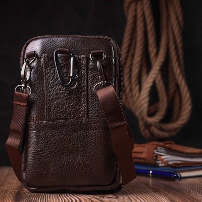 Сумка Vintage Чоловіча на пояс з натуральної шкіри Коричнева (22141) | Зображення 6