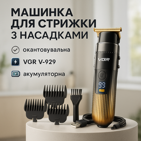 Аккумуляторный универсальный триммер для стрижки VGR, Триммер с насадками разной длины VB-63