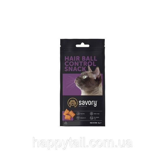 Хрумкі ласощі Savory Cats Snacks Pillows Hair Ball Control для дорослих котів подушечки для виведення шерсті 60 г | Зображення 3
