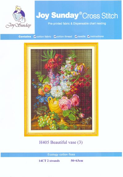 Набір для вишивання за нанесеною на канву схемою "Beautiful vase". AIDA 14CT printed, 50*63 см | Зображення 1