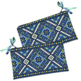 Косметичка жіноча Украинский орнамент синий 20х12 см (K_15UKR005)