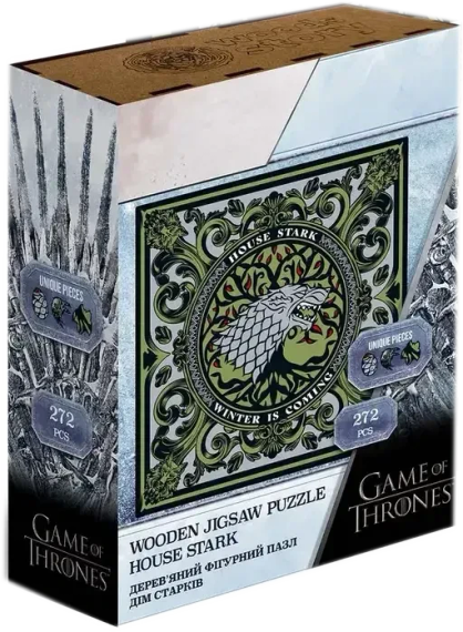 Пазл дерев'яний фігурний Гра Престолів Дім Старків XL