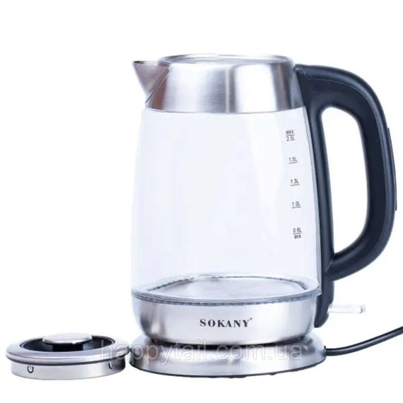 Электрочайник Sokany Electric Kettle 2000W 2l прозрачный чайник SKSH1069 | Зображення 1