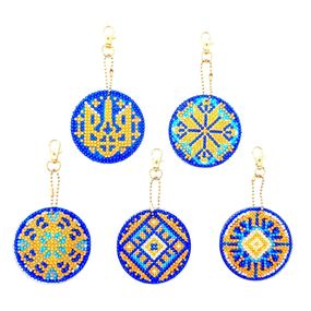 Набір брелків алмазна викладка Українські орнаменти BR39, 5 штук