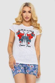 Пижама женская с принтом, цвет белый, 243R3049-1