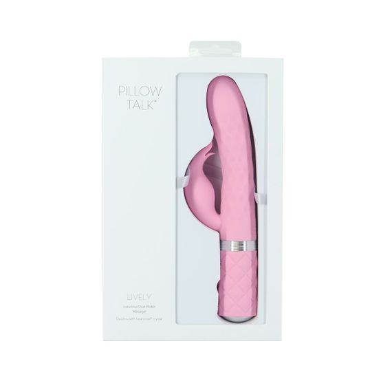 Розкішний кролик з ротацією та вібрацією Pillow Talk Lively Pink, кристал Сваровскі, потрійний відро | Зображення 7