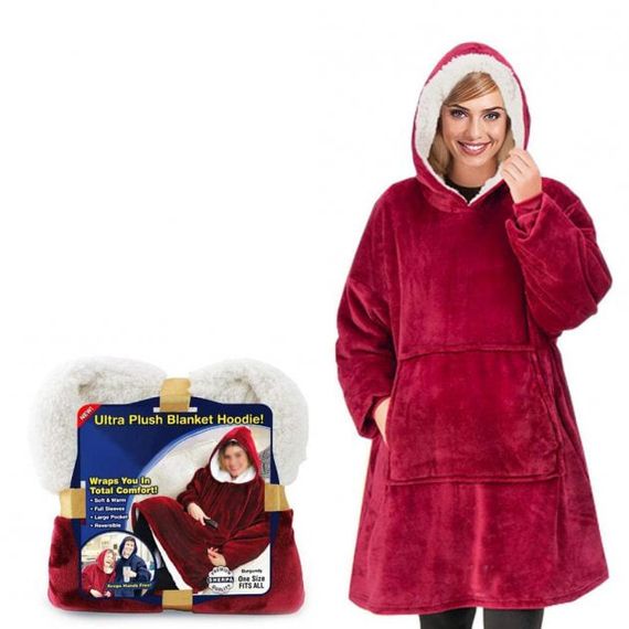 Плед-Толстовка с капюшоном и рукавами Huggle Hoodie Blanket 3-в-1 Унисекс • Тёплое худи + Согревающий плед + Домашний халат