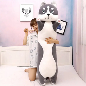 Велика м'яка іграшка Хаскі 150 см, іграшка-обіймашка Хаскі Батон, подушка-антистрес