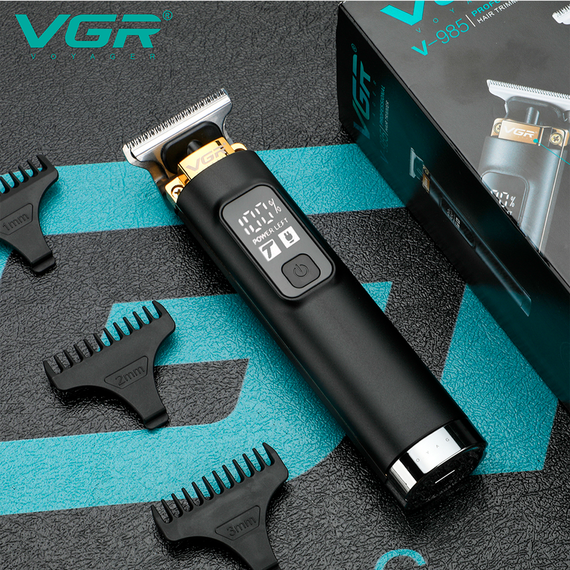 Триммер аккумуляторный VGR V-985, 4 насадки, LED дисплей | Зображення 5