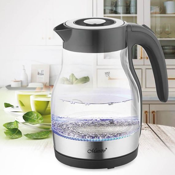 Електрочайник скляний Maestro MR-061-BLACK, 1.7 л, 2000 Вт, з підсвіткою | Зображення 1