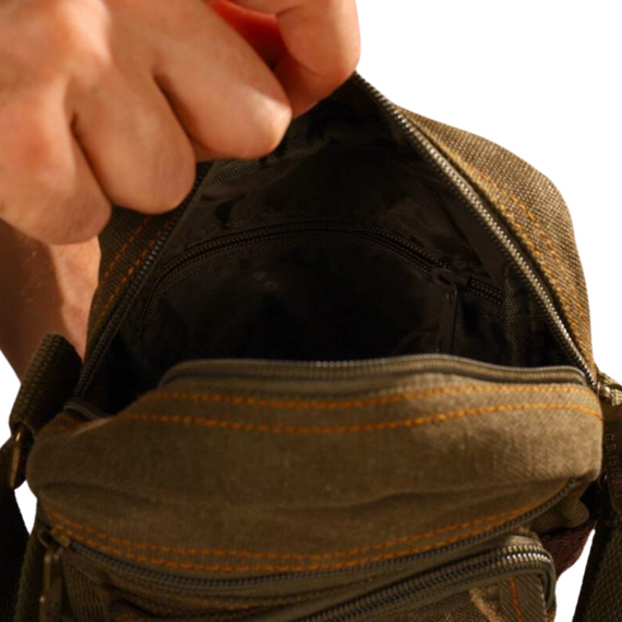 Мужская сумка через плечо текстильная хаки. Сумка хаки | Зображення 3