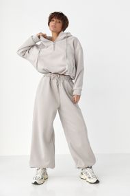 Спортивний костюм оверсайз із плюшевим начосом - сірий цвет, L/XL (є розміри)