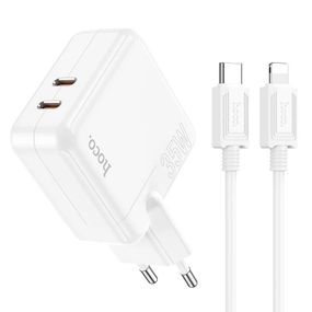 МЗП Hoco C110A PD 35W+QC3.0 (2 Type-C) + Type-C to Lightning White