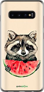 Чохол на Samsung Galaxy S10 Plus Єнотик з кавуном "4605u-1649-2448"