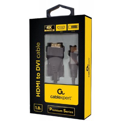 Кабель мультимедийный HDMI M to DVI M 1.8m 4K 30Hz 18+1pin Cablexpert (CC-HDMI-DVI-4K-6) | Зображення 2