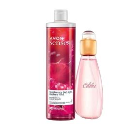 Подарочный набор Avon для Нее Гель для душа «Малиновое удовольствие» 500 мл + Туалетная вода Célebre 50 мл