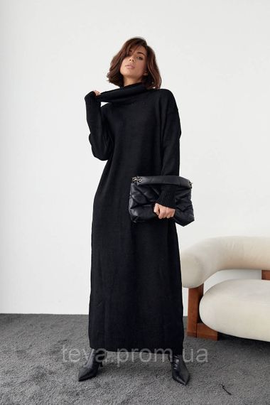 В'язане плаття oversize з високим горловиним кольором чорний FL_000905