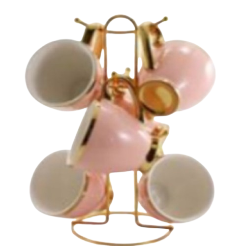 Набір чашок 6 предметів (в кольоровій коробці) порцеляна рожевий 6815-P Interos