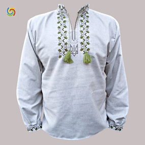 Рубашка Украинская вышиванка  326315 цвет серый размер 6XL